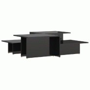 VidaXL Table basse 2 pcs Noir brillant 111,5x50x33cm Bois d'ingénierie Modèle Atlas Master Prestige - 805576