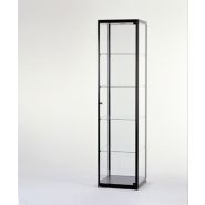 Vitrine colonne verre et aluminium noir porte battante securisee l 50 cm