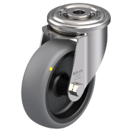 Roulette pivotante de 100 mm en acier inoxydable avec thermoplastique gris conducteur d'électricité. Roulette pivotante de 100 mm en acier inoxydable avec thermoplastique gris conducteur d'électricité.