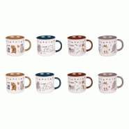 Coffret de 8 tasses Chat 11 cl -  11.00 cl Blanc Rond Porcelaine Table Passion 9.00x6.00 cm - blanc porcelaine 3106232313165