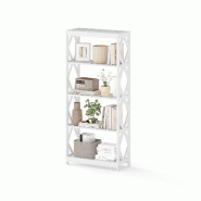 COSTWAY Étagère 5 niveaux, bois structuré, blanc, cuisine/salon/chambre, 70x30x155 cm - blanc Bois manufacturé VH35462IT