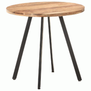 Décoshop26 - Table de salle à manger cuisine table d'appoint 80 cm bois d'acacia et fer DEC036632 - Bois massif 3000261319597