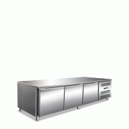 EKOFROST table réfrigérée inox 3 portes. Classe C. Dégivrage auto. Temp. +2°C/+8°C. Dim. LxLxH 179,5x70x85 cm. Modèle GN3100TN - 4569