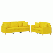 Ensemble de canapés 2 pcs avec coussins jaune clair tissu Modèle Jorvessa - 8721012071063