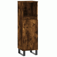 Helloshop26 - Armoire de salle de bain design industriel 30 x 30 x 100 cm avec espace de rangement en bois d'ingénierie chêne fumé 02_0049010 - Boi