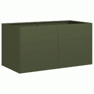 Helloshop26 - Jardinière élever en extérieur 80 x 40 x 40 cm avec fond ouvert et design moderne en acier laminé à froid vert olive 02_0051460 - v