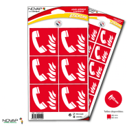 Planches de 6 panneaux adhésifs 80x80 mm incendie évacuation - PADCPN-NV02/TELI_0