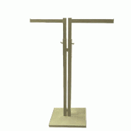 Portant 2 bras champagne base en métal 45x45x H 130 - 180cm