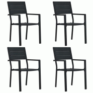 VidaXL Chaises De Jardin Lot De 4 Noir Pehd Aspect De Bois - noir 47886