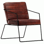 VidaXL Fauteuil Marron foncé Cuir véritable Modèle Zervella - 284412