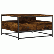 VidaXL Table basse chêne fumé 80x80x45 cm bois d'ingénierie Modèle Atlas Office Pro Classique - 835291