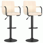 VidaXL Tabourets de bar lot de 2 crème tissu Modèle Aero Panorama Marine - 334637