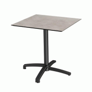 X Cross table de bistrot avec piètement noir + plateau HPL Moonstone 70x70 cm