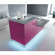 Banque d'accueil compacte de couleur modèle Linea avec accès bas- MDD - 165, Fushia brillant, Droite