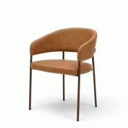 Bistromania Fauteuil CAPRI - Similicuir marron - pieds marron - L 55 x P 57 x H 76 cm - H assise 46 cm - marron cuir EX028 Bistromania Fauteuil CAPRI - Similicuir marron - pieds marron - L 55 x P 57 x H 76 cm - H assise 46 cm - marron cuir EX028