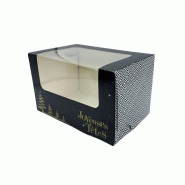 Boîte à bûche avec fenêtre décor Elégance 180x110x110mm par 25 pièces JORIDEAL - noir en carton 3519401652185