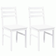 Chaises à manger 2 pcs blanc bois massif caoutchouc Modèle Vega Master Bois - 4102423