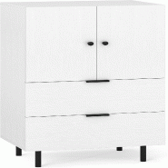 COSTWAY Buffet en Bois avec Pieds en Métal, Meuble de Salle à Manger, Armoire de Rangement pour Salon, Salle à Manger, Cuisine - blanc VH34976IT