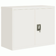 Décoshop26 - Caissons à tiroirs meuble de bureau avec étagère réglable portes verrouillables 90 x 40 x 70 cm acier blanc DEC024529 - blanc acier