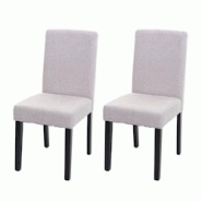 Décoshop26 - Lot de 2 chaises de salle à manger en tissu crème pieds foncés CDS04460 - 3001100169601 Décoshop26 - Lot de 2 chaises de salle à manger en tissu crème pieds foncés CDS04460 - 3001100169601