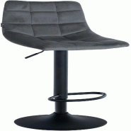 Décoshop26 - Tabouret de bar x1 moderne en velours noir motif matelassé piètement trompette métal noir 10_0005665 - noir métal 3000265146250
