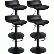 Décoshop26 - Tabouret de bar x4 avec repose-pieds hauteur réglable desing moderne en PVC noir et métal noir 10_0004500 - noir 3000252141473 Décoshop26 - Tabouret de bar x4 avec repose-pieds hauteur réglable desing moderne en PVC noir et métal noir 10_0004500 - noir 3000252141473