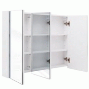 Helloshop26 - Armoire de salle de bain murale avec miroir 3 portes 6 étagères réglables 3 positions 90 x 11 x 65 cm blanc 20_0001656 - 3001073132695 Helloshop26 - Armoire de salle de bain murale avec miroir 3 portes 6 étagères réglables 3 positions 90 x 11 x 65 cm blanc 20_0001656 - 3001073132695