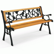 Helloshop26 - Banc de jardin 126 x 52 x 74 cm pour 3 personnes avec accoudoirs incurvés en métal moulu noir et bois naturel 20_0010539 - 3000226228445 Helloshop26 - Banc de jardin 126 x 52 x 74 cm pour 3 personnes avec accoudoirs incurvés en métal moulu noir et bois naturel 20_0010539 - 3000226228445