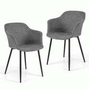 Helloshop26 - Lot de 2 chaises de salle à manger scandinaves 60 x 53 x 82,5 cm assise ergonomique design moderne en lin gris 20_0018684 - gris métal