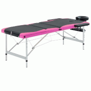 Helloshop26 - Table de massage pliable 3 zones Inox noir et rose 02_0001824 - rose aluminium 3000089101534