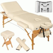 Helloshop26 - Table de massage Pliante 3 Zones, Tabouret, Rouleau + Housse beige 2008140 - 3000138321388 Helloshop26 - Table de massage Pliante 3 Zones, Tabouret, Rouleau + Housse beige 2008140 - 3000138321388