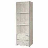 Kit d'étagère simple Flexia avec étagères et tiroirs en chêne blanchi 63x47x196cm Kit d'étagère simple Flexia avec étagères et tiroirs en chêne blanchi 63x47x196cm