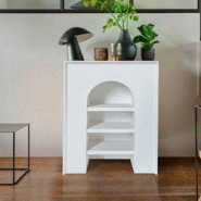 Meuble à étagères style naturel avec arche Vincia L60xH80cm Blanc texturé - blanc 3327480075845 Meuble à étagères style naturel avec arche Vincia L60xH80cm Blanc texturé - blanc 3327480075845