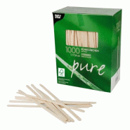 Papstar 1000 bâtonnets mélangeurs, bois pure 17,8 cm x 5 mm - beige Bois massif 84844_0