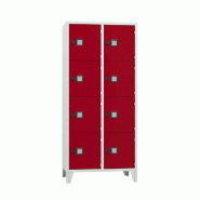 Vestiaire Roma 2 colonnes 4 cases gris / rouge