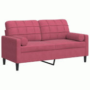 VidaXL Canapé 2 places avec oreillers bordeaux 140 cm velours Modèle Ivoire - 3278223