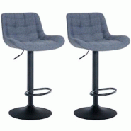 CLP Lot de 2 tabourets de bar Tover Bleu/Tissu - bleu textile 322342 CLP Lot de 2 tabourets de bar Tover Bleu/Tissu - bleu textile 322342