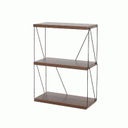 COSTWAY COSTWEY Bibliothèque Autoportante avec Cadre Métallique, Étagère Industrielle, Étagère de Rangement, Noyer pour Chambre, Salon - marron