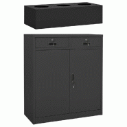 Helloshop26 - Armoire de bureau avec jardinière design moderne 90 x 40 x 125 cm espace de rangement en acier anthracite 02_0055175 - verre 3000238848