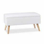 Helloshop26 - Banquette de rangement avec couvercle 80 x 40 x 39,5 cm assise rembourrée moderne entrée en similicuir blanc 13_0005515 - blanc Bois m