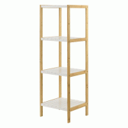 Helloshop26 - Étagère de rangement bambou 33 x 34 x 110 cm naturel blanc 03_0006975 - 3001855182726