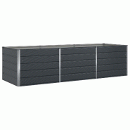 Helloshop26 - Jardinière moderne forme rectangulaire ample design industriel 195 x 100 x 45 cm en acier galvanisé anthracite 02_0059247 - acier 3000