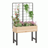 Helloshop26 - Jardinière surélevée avec treillis 79 x 35 x 108 cm pour plantes grimpantes design ergonomique en bois naturel noir 20_0012213 - 3000