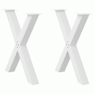 Helloshop26 - Lot de 2 pieds de table à manger en forme de X 80 x 72-73 cm robustes design moderne en acier blanc 02_0057253 - blanc acier 3000239943
