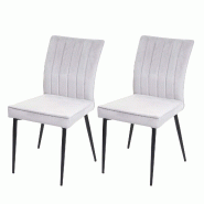 Mendler Lot de 2 chaises de salle à manger HWC-K16, chaise de cuisine, velours métal ~ gris clair - gris textile 89320