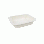 Nvase ECOLOMIQUE - 100 Pcs - Barquette scellable PLA "gastronorme" 1/8 - 465 ml, 16 x 13 cm, Hauteur: 3,6 cm - blanc Bagasse NVS210GNP1836