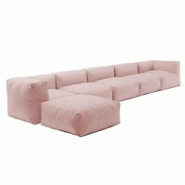 Oviala Business Canapé d'angle modulable 6 places rose poudré - rose polyester 115056 Oviala Business Canapé d'angle modulable 6 places rose poudré - rose polyester 115056