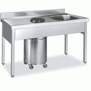 Plonge inox 1 bac et vide-déchets - P 600 mm - 1400, à droite_0