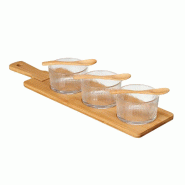 San Ignacio KINVARA - Set de 3 bols en verre avec cuillère et plateau 12x45cm - marron Bambou SANR309