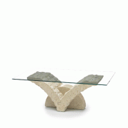 Stones Papillon Table Basse (120X70 Transparent) En Verre Trempé Beige - beige 8033959241486